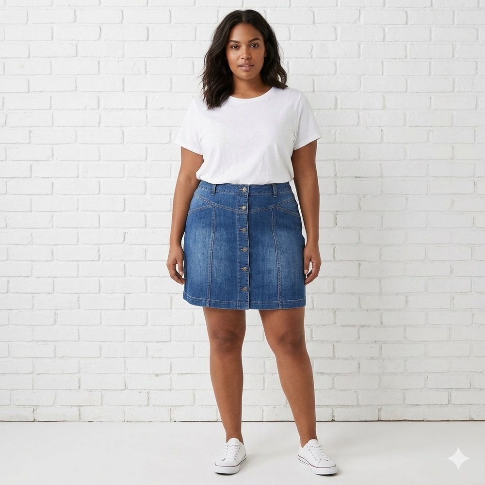 Addition Elle Love and Legend Denim Button Up Jean Skirt Size 24